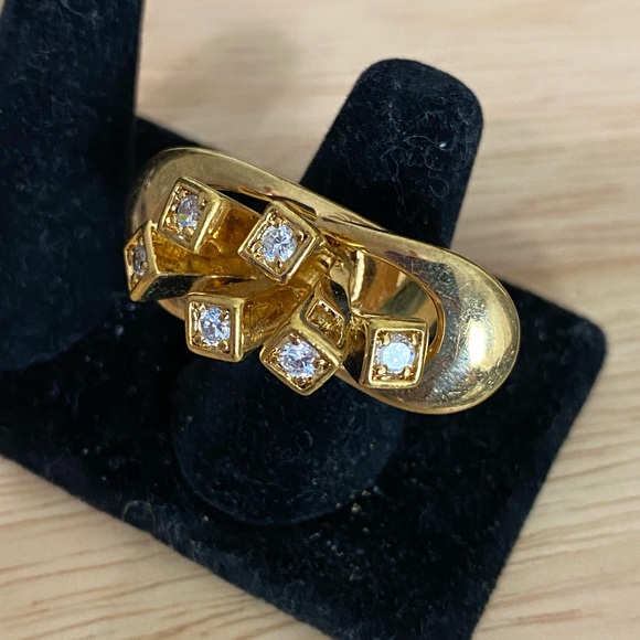 Vintage Camille Lucie Gold tone and CZ Statement Ring sz 6.5 - Picture 1 of 6